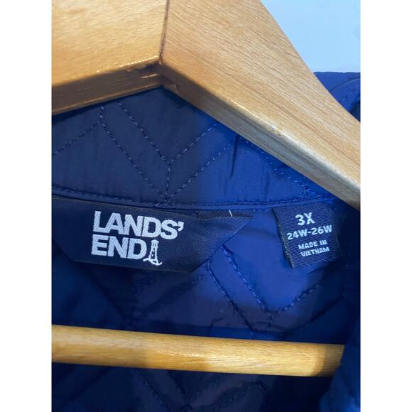 Lands End Womens Blue Quilted Barn Chore Jacket Zip Button Preppy Plus Size 3X - Picture 6 of 16